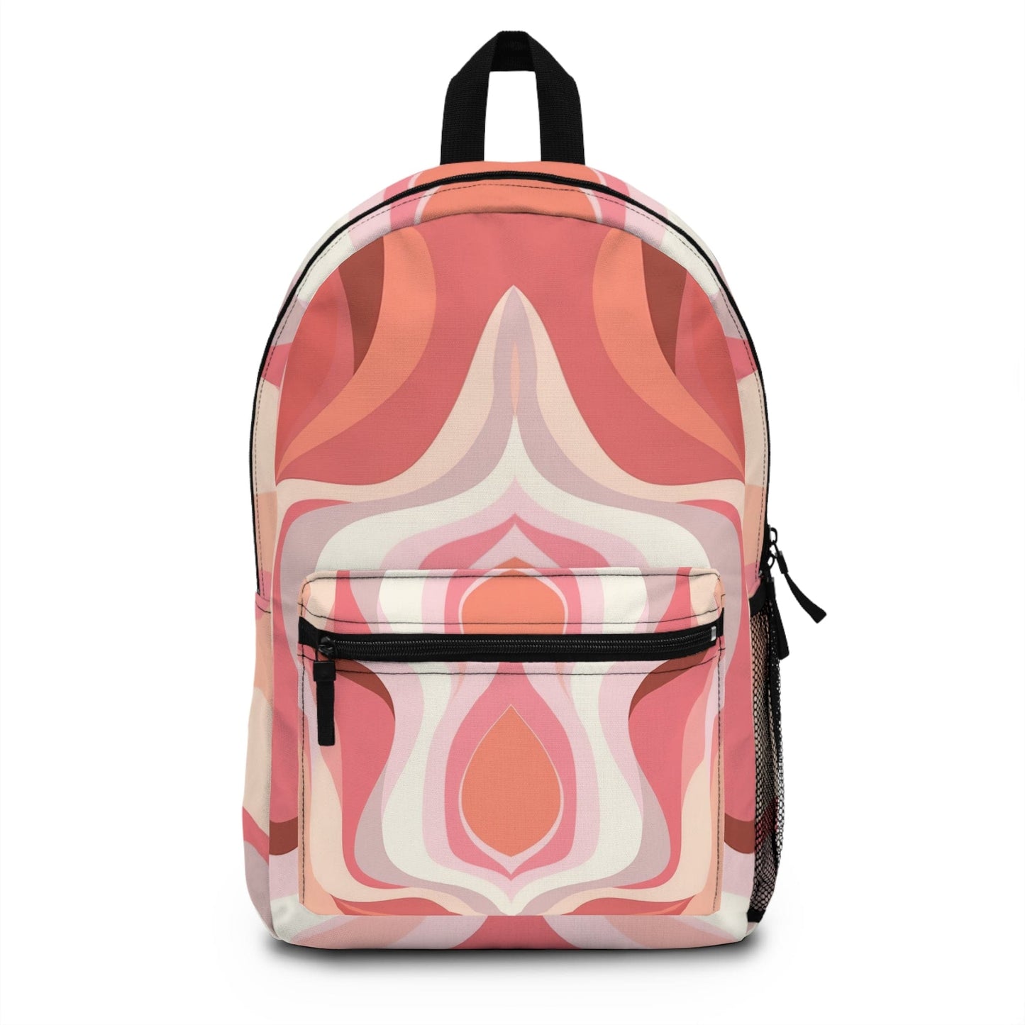 Backpack Work/school/leisure - Waterproof - Boho Pink and White Contemporary Art Lined Pattern