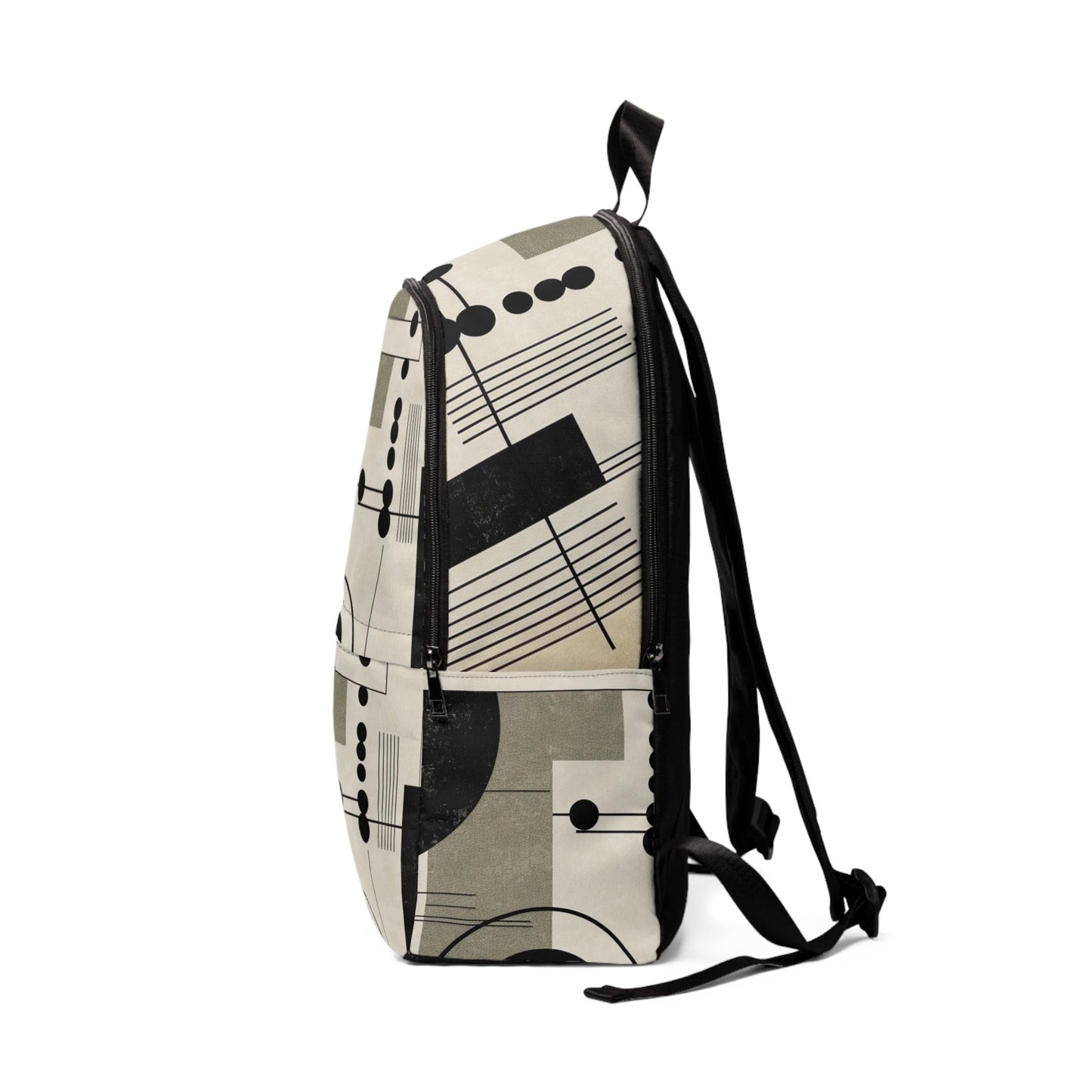 Fashion Backpack Waterproof Abstract Black Beige Brown Geometric Shapes
