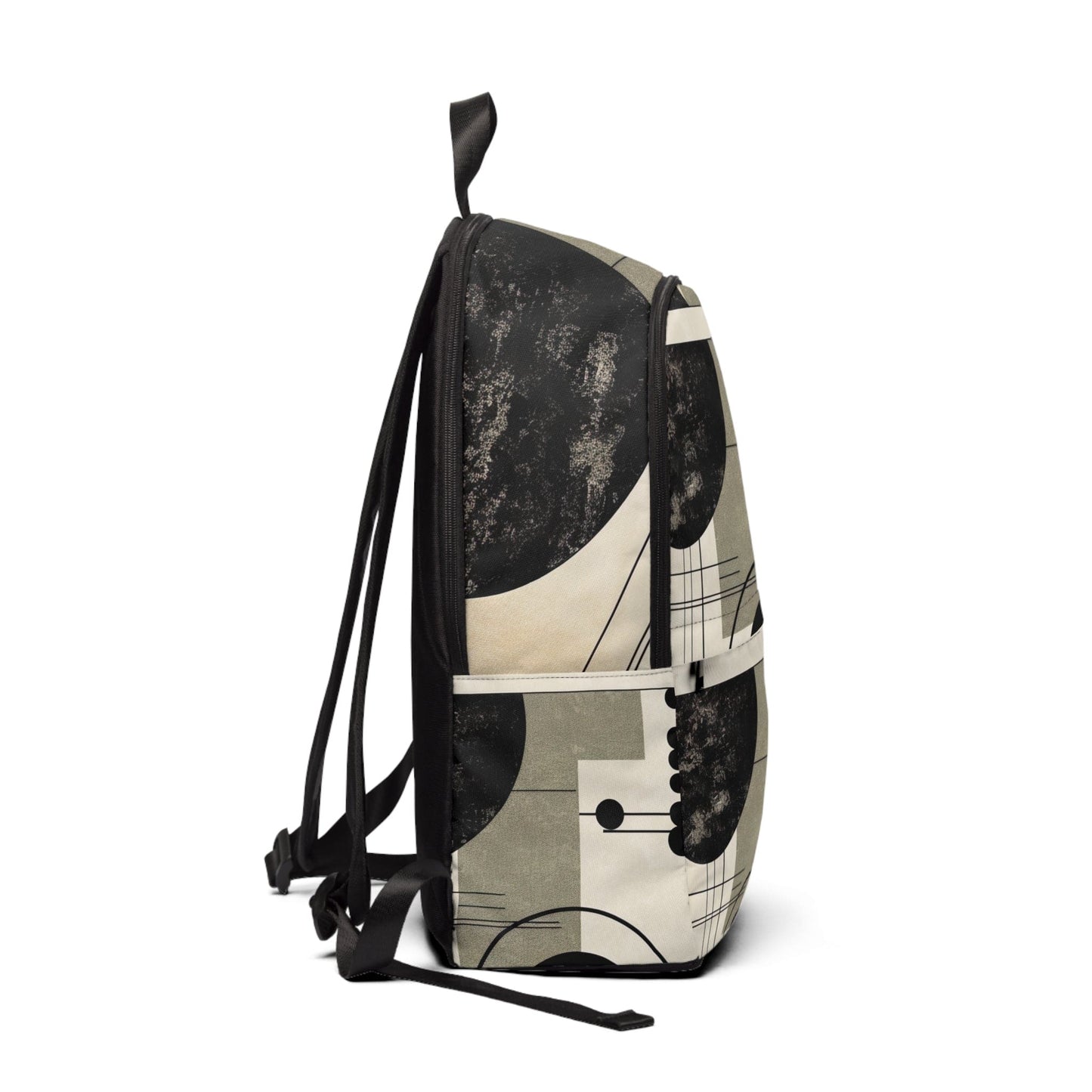 Fashion Backpack Waterproof Abstract Black Beige Brown Geometric Shapes