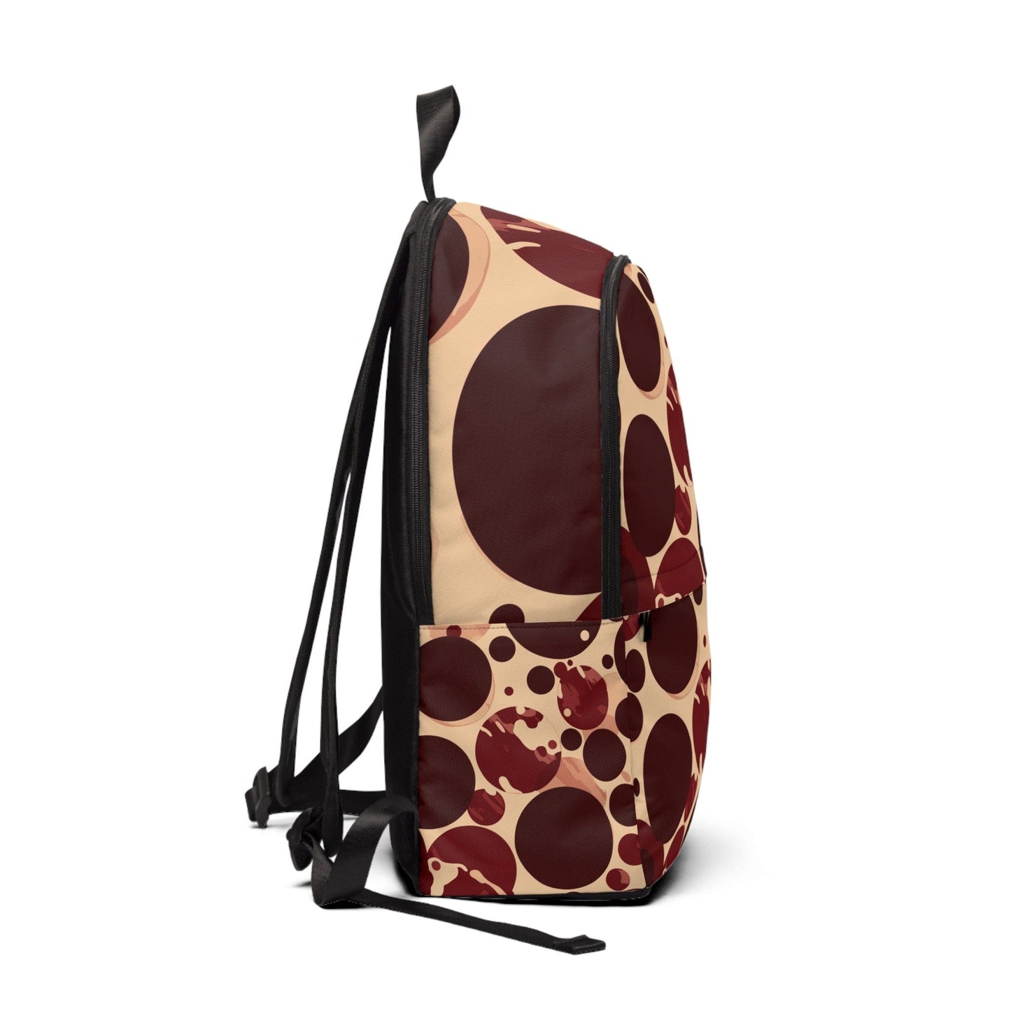 Fashion Backpack Waterproof Burgundy Beige Circular Print