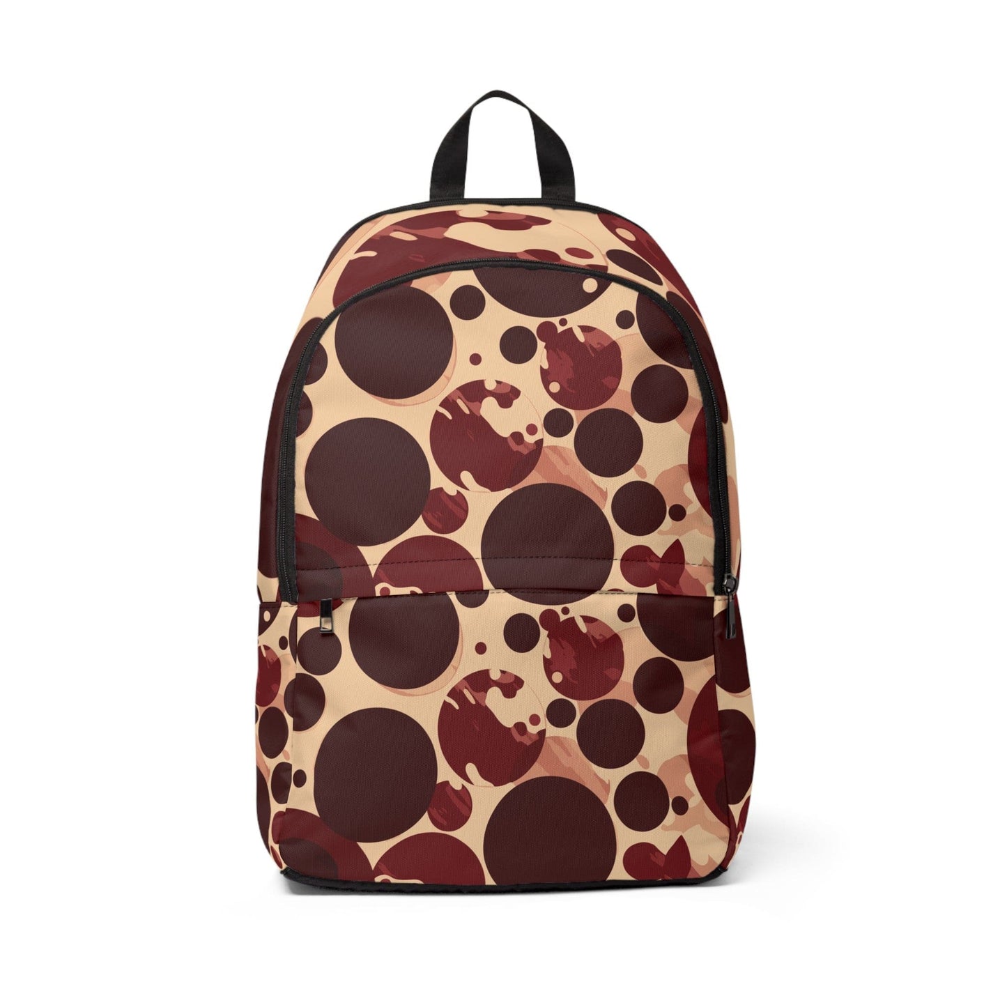 Fashion Backpack Waterproof Burgundy Beige Circular Print