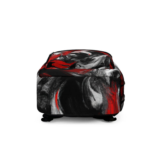 Backpack Work/school/leisure - Waterproof - Decorative Black Red White Abstract Seamless Pattern