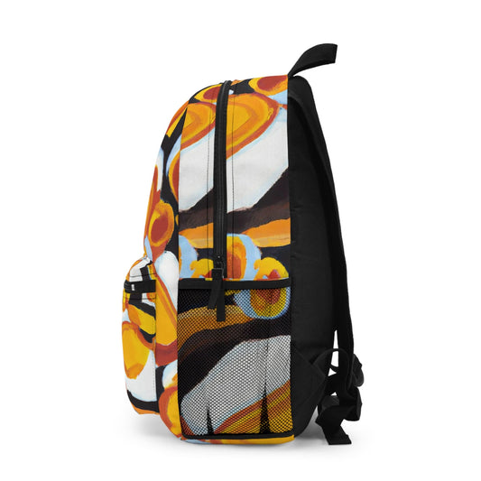 Backpack Work/school/leisure - Waterproof - Orange Black White Geometric Print Pattern