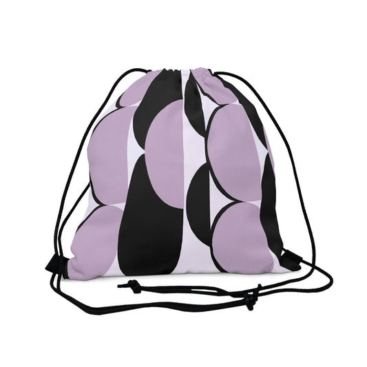 Drawstring Backsac Bag - Geometric Lavender and Black Pattern