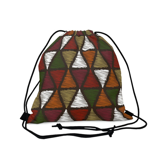Drawstring Bag - Forest Green and White Tribal Quilting Fabric Print