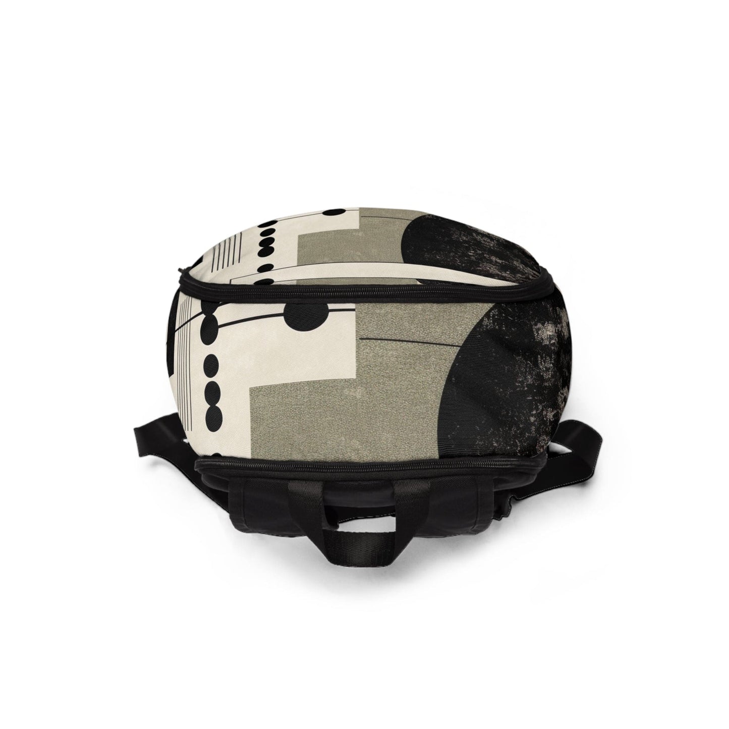 Fashion Backpack Waterproof Abstract Black Beige Brown Geometric Shapes