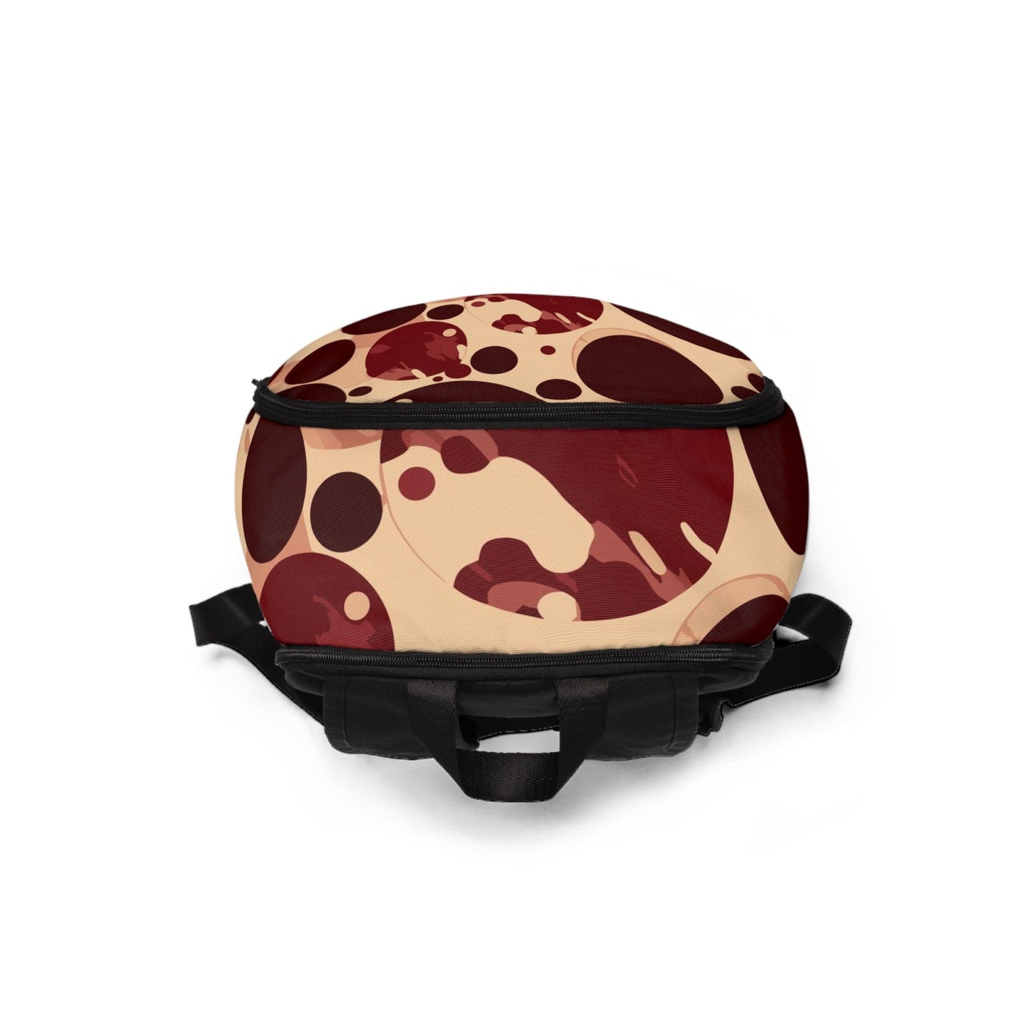 Fashion Backpack Waterproof Burgundy Beige Circular Print